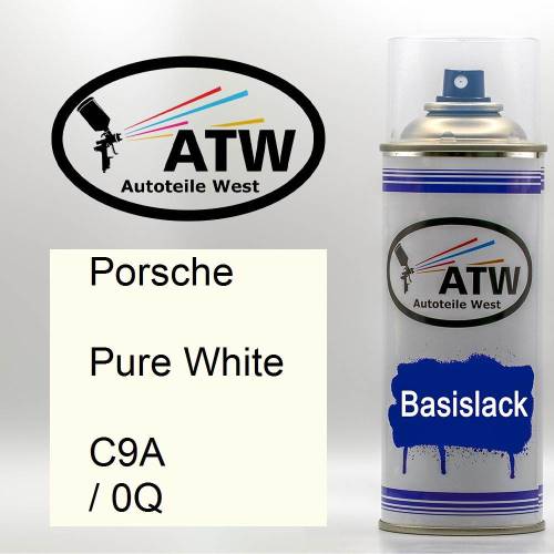 Porsche, Pure White, C9A / 0Q: 400ml Sprühdose, von ATW Autoteile West.